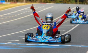 The 'Winning Celebration' has been a familiar pose for Top Kart USA drivers in 2013 (Photo: New Concepts Race Media)
