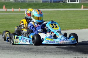 Giovanni Bromante took the lead entering the final corner to take the Yamaha Sportsman win (Photo: David Lee Photography)