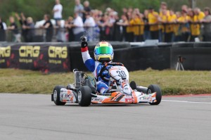 Dylan Tavella celebrates his Rotax Micro Max Invitational win in front of a huge crowd at the NOLA Motorsports Park (Photo credit: Ken Johnson - studio52.us)