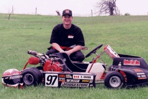 Rob's passion for the sport is fueled each time he gets behind the wheel, and he's seen here with one of his early karts (circa 1997)