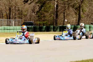 David Malukas outruns Zach Holden and Tazio Torregiani to the IAME Cup / Arai Helmet, Butler Built $500 bonus in Parilla Junior (Photo: Carl Barnes / Double Vision Photography)