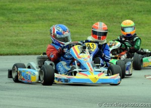 Alex Verhagen went from third to first on the final lap to earn the Mini Rok Cadet victory (Photo: DavidLeePhoto.com)