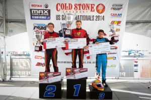 Versteeg climbed to the third step of the podium in the Junior Max division, standing alongside his Team USA teammates for the 2014 Rotax Grand Finals (Photo: Studio52.us)