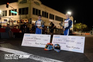 Lachlan DeFrancesco (Left) and Lance Fenderson (Right) were consistently at the front of the field at the Modesto Grand Prix and were rewarded for their success (Photo: On Track Promotion - OTP.ca)
