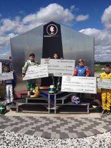 Dylan Tavella celebrates on the podium at New Castle Motorsports Park after winning the Yamaha Junior Sportsman race during the RoboPong 200 (Photo: Dylan Tavella.com)
