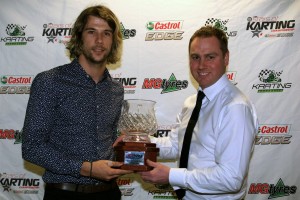 David Sera accepting the MG Tyres Driver's Driver of the Year Award from Bart Price (Pic: Coopers Photography)