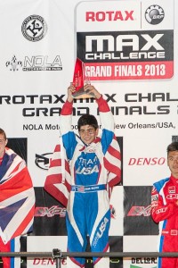 Victory celebration a year ago at the Rotax Grand Finals for Correa (Photo: Ken Johnson - Studio52.us)
