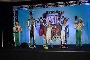 Anthony Gangi Jr. on the TaG Junior podium for SuperNats XVIII (Photo by: On Track Promotions - otp.ca)