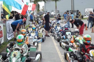 A large field of IAME Junior drivers in Homestead, ready to hit the track (Photo: Florida Pro Kart Series)