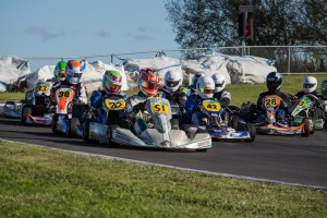 Chris Cox (SI) leads the 125cc Rotax Max Light field on his way to a win at the final round of this season's Bayley's WPKA Golstar kart series in the Hawke's Bay (Photo: Fast Company/Vicky Jack)