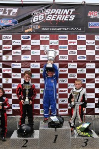 Indy Ragan stood on top of the podium in Kid Kart both days (Photo: Kathy Churchill - Route66kartracing.com)