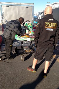 SwedeTech's Jason Barry going over the Stock Moto engine package with the Kalish's (Photo: On Track Promotions - otp.ca)