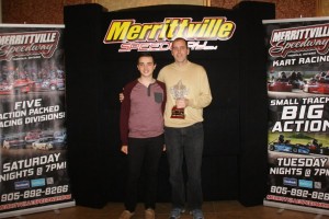 Merrittville Speedway’s 2015 Crew Chief of the Year Jamie Werstroh with his son Austyn (Photo: Julie Davidson)