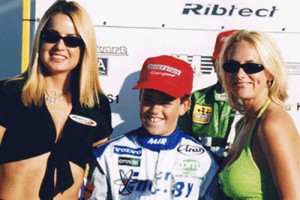 Miller celebrating his 1999 SuperNationals victory in style