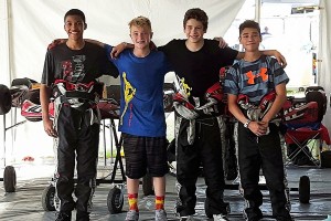 Margay LO206 Junior drivers at Daytona KartWeek (R-L), Grant Palmer, Hunter Richardson, Evan Stamer, Seth Gentry