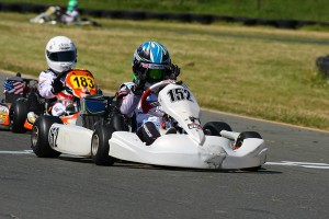 Jak Crawford won in his Challenge debut for 2016 in Mini Max with a last lap pass (Photo: SeanBuur.com)
