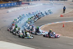 The starts for Junior, Mini and Micro were moved to the front straight toward the end of Saturday (Photo: EKN)