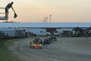 Ty Bass leads Flathead racers to the green on a restart (Photo: Bruce C. Walls/Action Sports Photos)