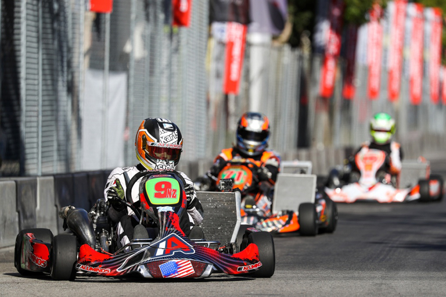 Christchurch karter Matthew Hamilton claimed a clean sweep in the premier S1 class at the Streets of Lancaster Grand Prix kart meeting in California on Saturday (Photo: DromoPhotos.com)