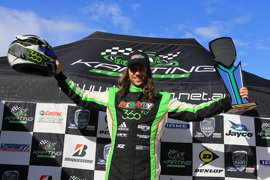 David Sera celebrating his 18th Australian Karting Championship (Pic: Coopers Photography)