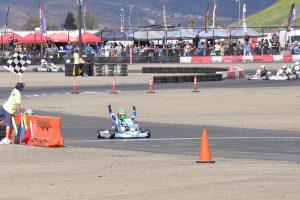 Oliver Calvo came through to secure the checkered flag in X30 Junior (Photo: Kart Racer TV)