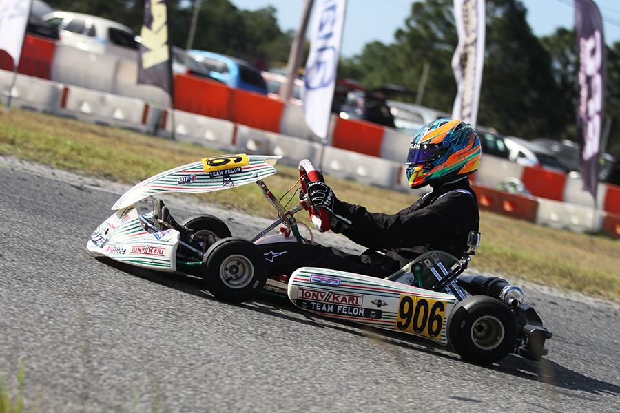 Alex Stanfield escaped with the victory in KA100 Senior, his first at USPKS (Photo: EKN)
